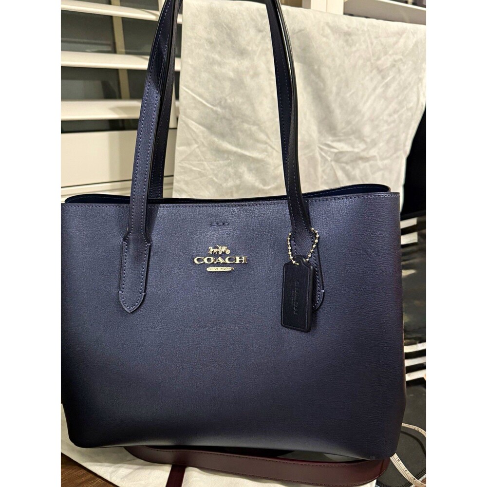 Coach Avenue Carryall Women's Medium Navy Metallic Blue Avenue F48734 Crossbody